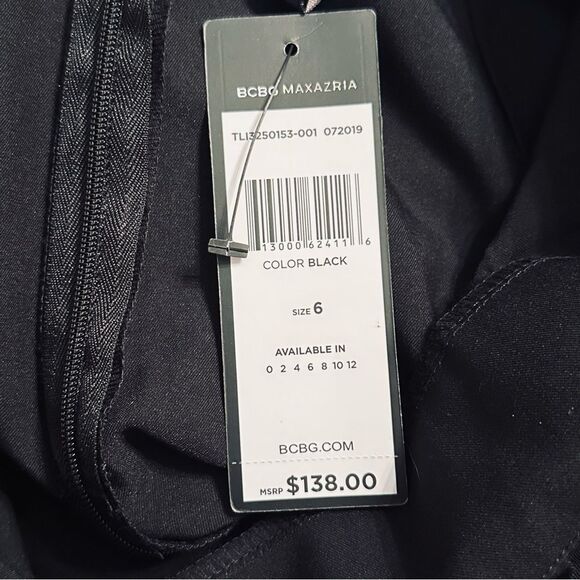 BCBGMaxAzria NWT Black Asymmetrical Layered Faux Wrap Pencil Skirt Size 6 - Picture 6 of 8